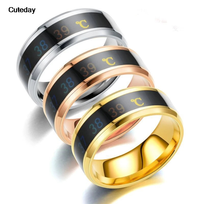Temperature Ring Titanium Steel Mood Emotion Feeling Intelligent Temperature Sensitive Rings for Women Men Waterproof Jewelry
