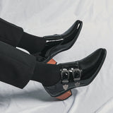 Luxury Designer Monk Leather Men's Shoes, High Heels, Polished, Double Buckle, Pointed Toe, Casual Shoes for Men, Party Wedding Shoes for Men