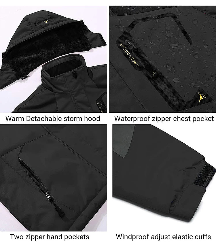Men's Winter Parkas Outdoor Jacket Thicken Fleece Warm Waterproof Windbreaker Ski Jackets Climb Men Thick Coat Hot Sale