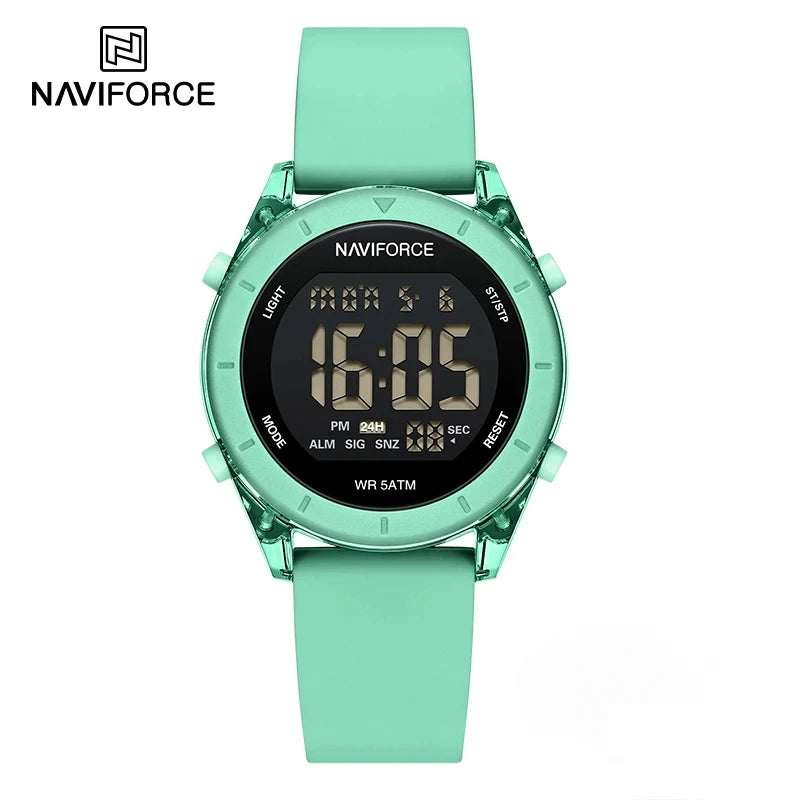 NAVIFORCE NF7108 Casual Wild Ladies Watch 50m Waterproof LCD Digital Display Electronic Silicone Strap Female Clock