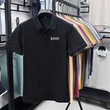 Cotton100% Men's Summer High Quality Short Sleeves Polo Shirt Lapel Button Letter Printing T-Shirt Business Leisure Men Clothing