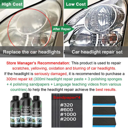 Kits De Polimento De Restauração De Farol De Carro, Removedor De Risco De Farol, Reparar Pasta De Limpeza, Remover A Oxidação, Líquido Polonês