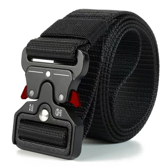 Cinturón táctico con hebilla de plástico Red Ears para hombre, multifuncional, estilo militar, de lona, ​​para entrenamiento al aire libre, de nailon sintético.