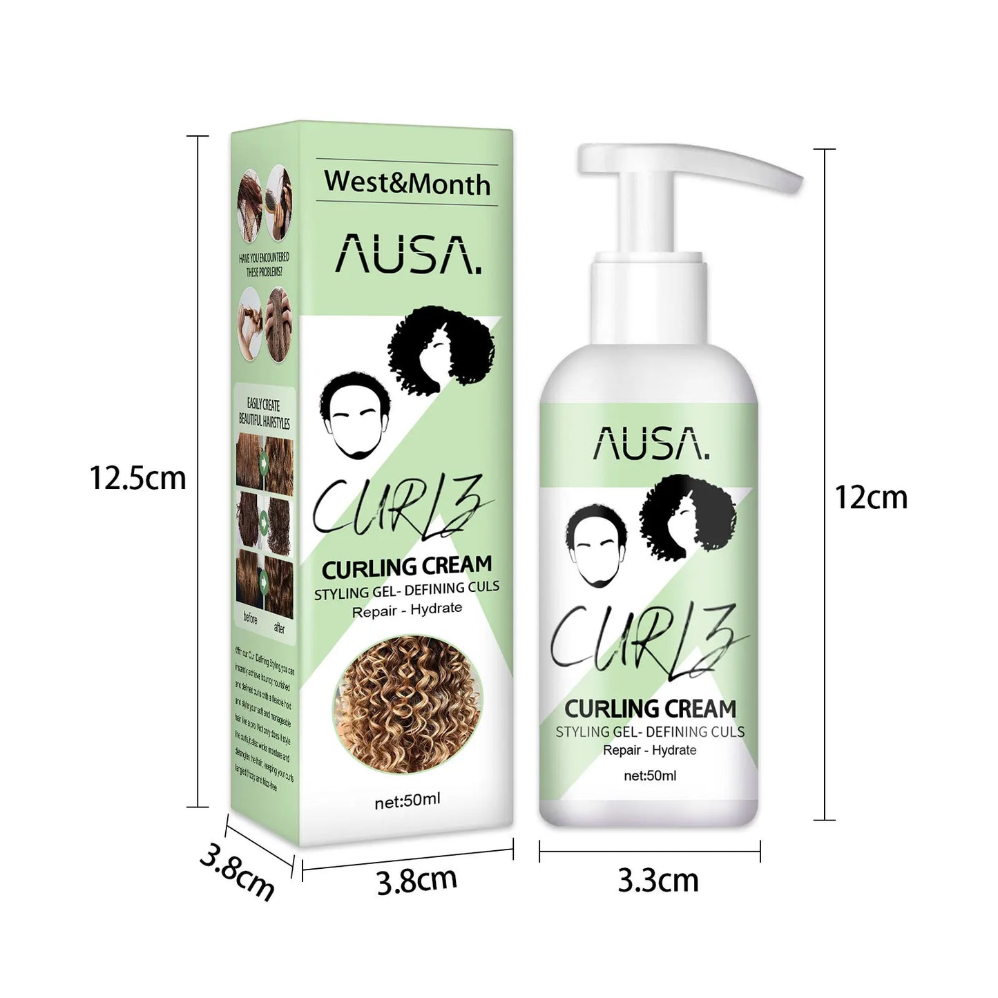 Crema para rizos naturales, loción hidratante para rizos, antifrizz, rebote, esculpidor, acondicionador para el cuidado del cabello.