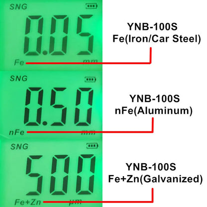 Yunombo Digital Backlight LCD Film Thickness Meter Car Paint Thickness Tester Coating Thickness Gauge New Version YNB-100S