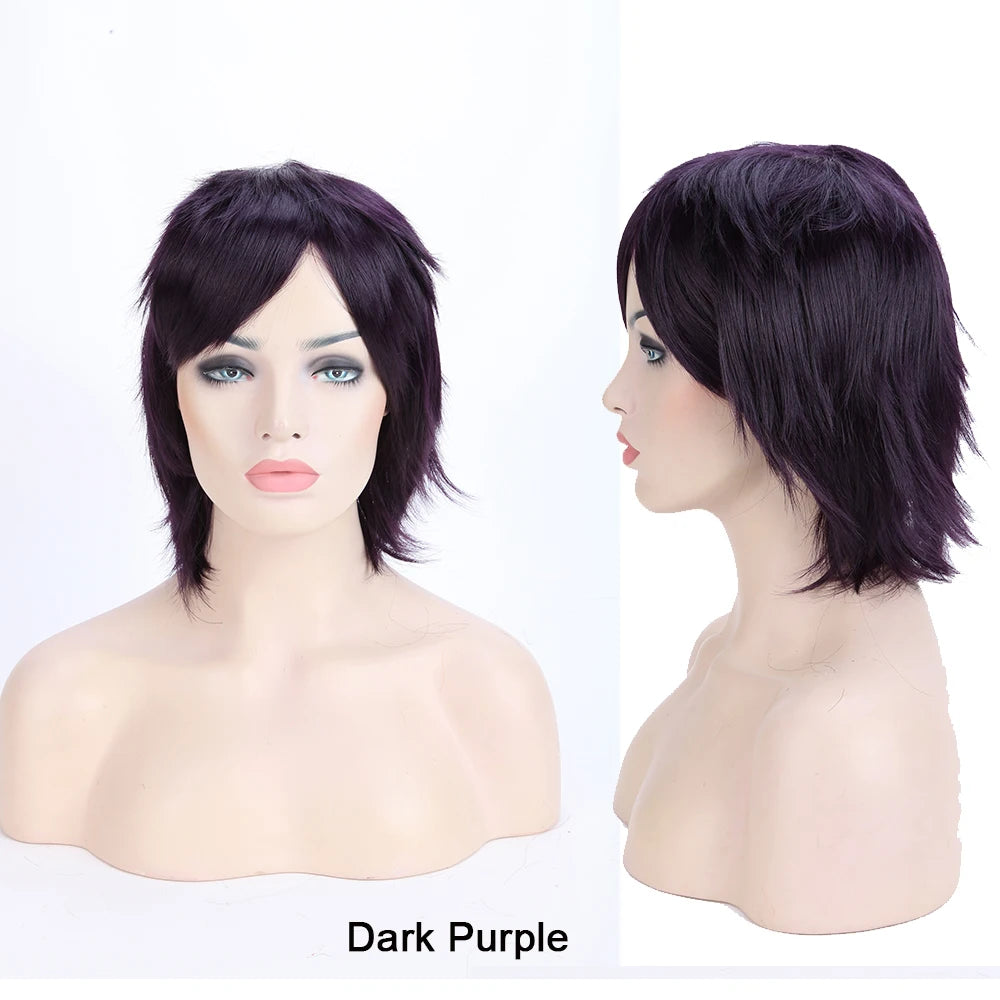 BENIHAIR Synthetic Wig Cosplay Wig White Red Green Blue Pink Yellow Hair Short Layered Wig Fake Hair Extension Men Women Party Wig