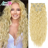Extensões de cabelo ondulado com clipes conjunto de 6 peças - 55cm com presilhas