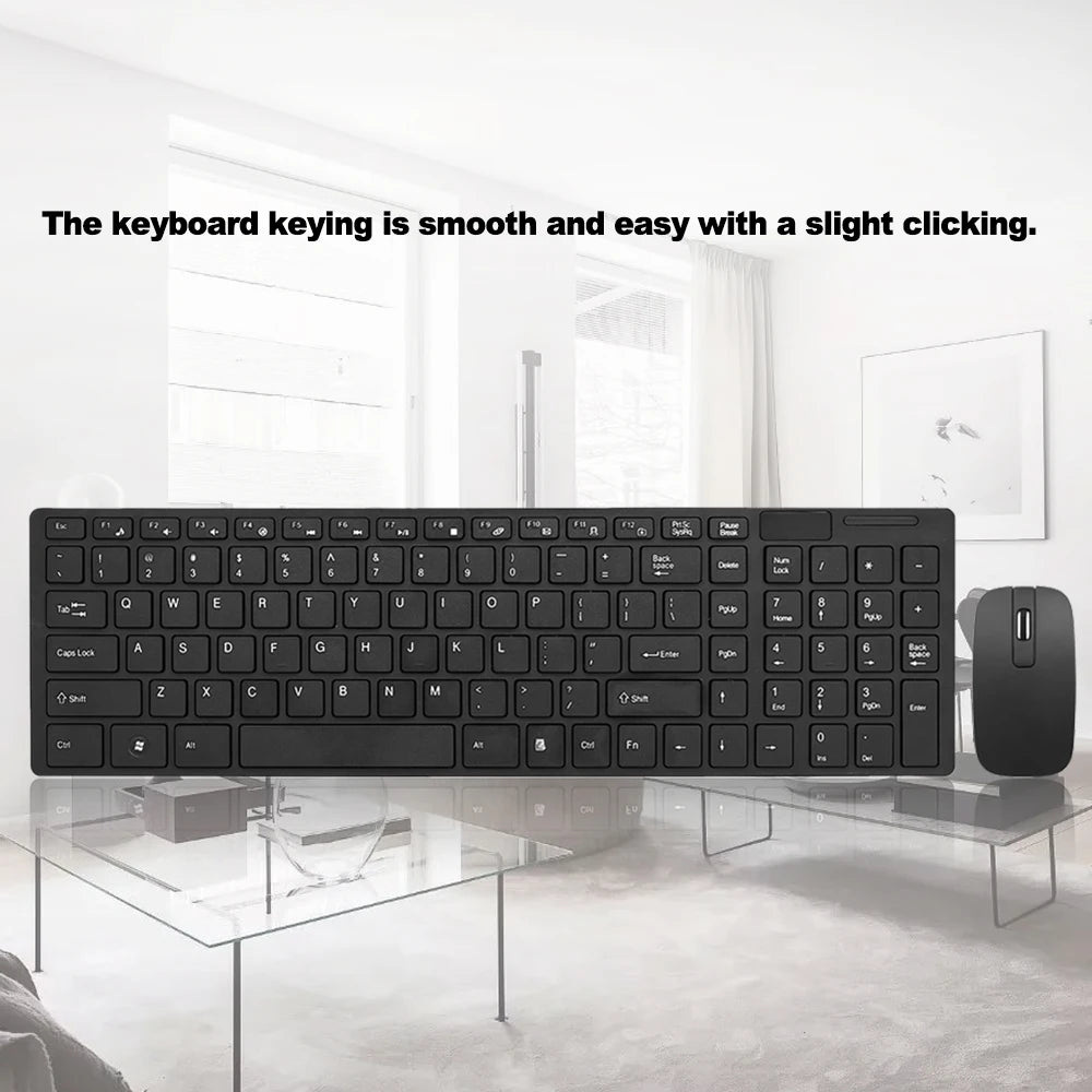 K-06 2.4G Wireless Keyboard and Mouse Combo Computer Keyboard with Mouse Plug and Play Black Keyboard Mouse for Laptop