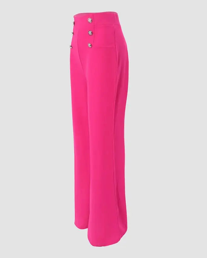 Elegant High Waist Wide Leg Bootcut Pants 2023 Summer European & American Fashion Simple Women's Flared Trousers