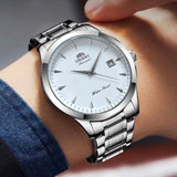 Orient Automatic Men's Watch, Black Dial Stainless Steel Band, Water Resistant Classic Business Wristwatch with Date Display