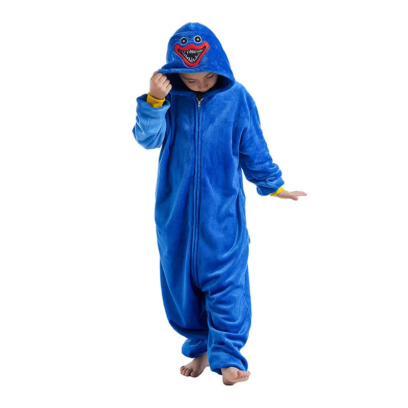 Cartoon Kigurumi For Children Kids' Animal Onesie Pajamas Dog Wolf Dragon Dinosaur Halloween Carnival One-piece Costume Homewear