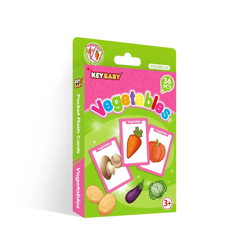 36pcs Children Cognition Cards Animal Color Fruits Double Side Flashcards Montessori Baby Kids Early Educational Toys Gifts