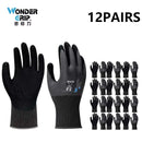 1 par de luvas de jardinagem para mulheres e homens, luvas de jardim revestidas de nitrilo, protegem contra cortes e sujeira, nylon elástico respirável