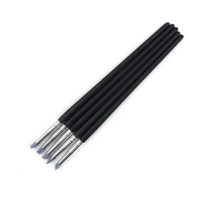 Juego de 5 pinceles de silicona para decoración de uñas, punta de esmalte de gel UV, imagen 3D, pinceles para punteado, herramienta de manicura DIY
