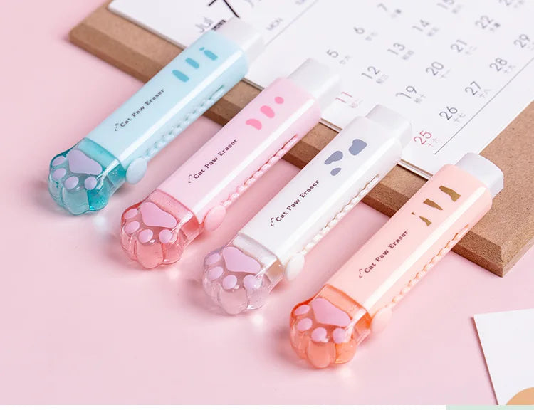 1Pcs Kawaii Push-pull Design Cat Paw Rubber Erasers Student Correction Tool Kids School Office Supplies Gift Creative Stationery