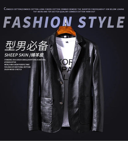 Chaquetas de cuero para hombre, estilo coreano, ajustadas, de moda, tallas grandes M-6XL, 2024