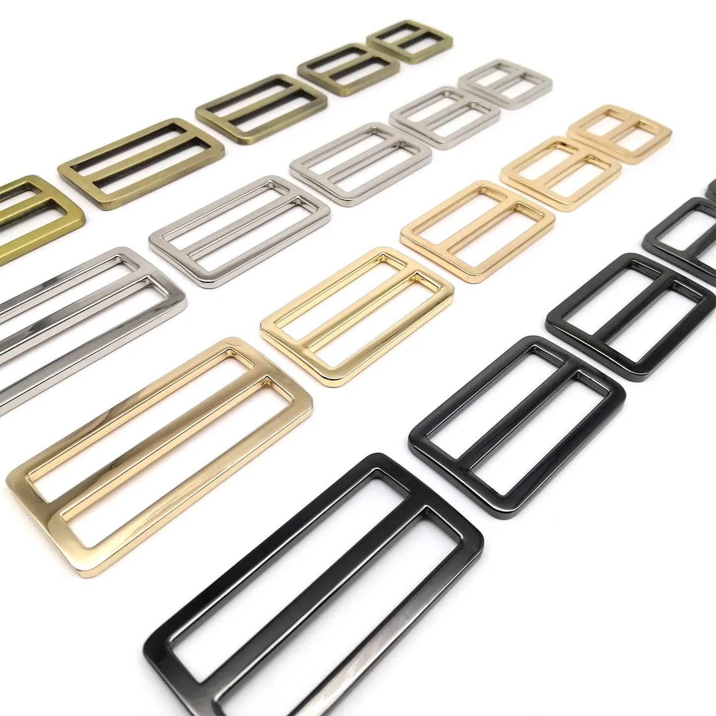 Metal High Quality Thickened Leather Bag Shoulder Strap Belt Web Rectangle Adjust Tri-glide Pin Roller Buckle Slider Loop O Ring