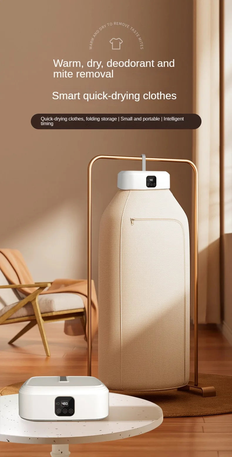 Secadora de ropa eléctrica multifuncional con control remoto, para el hogar, con armario, para suelo, secadora de ropa, aire caliente y temporizador.