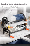 25NEW Dish Drying Rack 2-Tier Compact Kitchen Dish Rack Drainboard Set Large Rust-Proof Dish Drainer with Utensil Holder