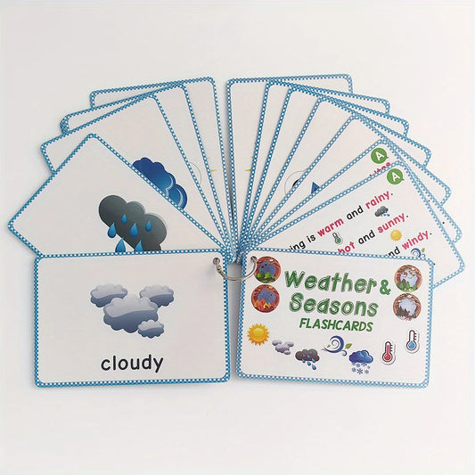 Weather & Season Learning Card English Classroom Group Learning Tools Grammar and Vocabulary Building for Beginner