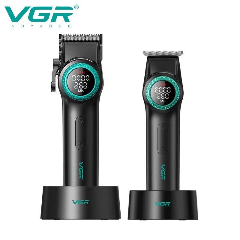 VGR 001 977 new hair trimming set high-end men's hair clipper intelligent digital display electric carving and whitening trimmer