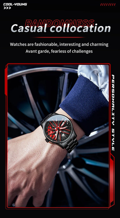 Reloj de lujo OLEVS Wheel para hombre, resistente al agua, con llanta giratoria deportiva, de cuarzo, de alta calidad y a la moda, el más vendido.