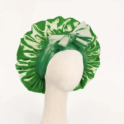 Gorro de dormir de satén de seda ajustable con lazo para mujeres y hombres. 