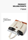 LEE Unisex Utility Canvas Leather Zipper Tote Bag Casual Denim Daily Shopping Handbag Women Men Durable Student School Book Bag