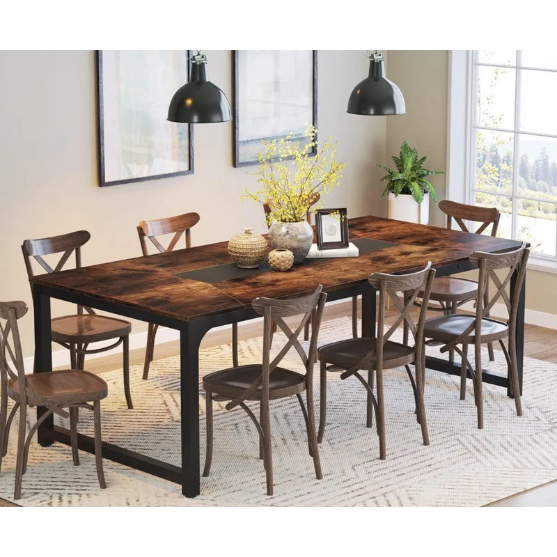 Modern Computer Desk, Executive Office Desk Computer Table Study Writing Desk Workstation for Home Office,Rustic/Black