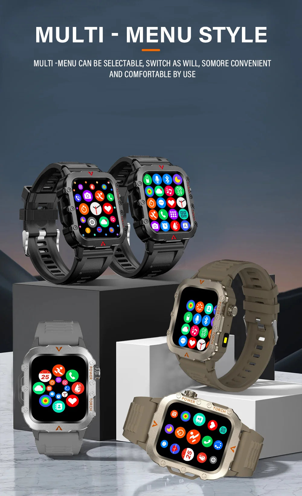 LAXASFIT Smart Sports Watch LED Flashlight Music Player Fitness Tracking Bluetooth Calling Sleep Monitoring 2025 New Smart Watch