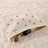 Portable Makeup Bag Winter Cute Cherry Makeup Bag Corduroy Cosmetic Bag Corduroy For Everyday Use Makeup Travel