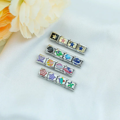 Hapiship 2024 estrela feminina universo planetário italiano encantos links contas caber 9mm pulseira de aço inoxidável diyjóias presente zh028