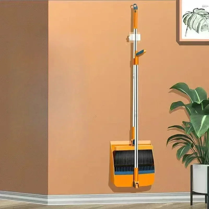 Escova e pá vassoura e pá conjunto de combinação pá vertical dobrável pele macia não-viscosa varrendo vassoura 2 pçs/set