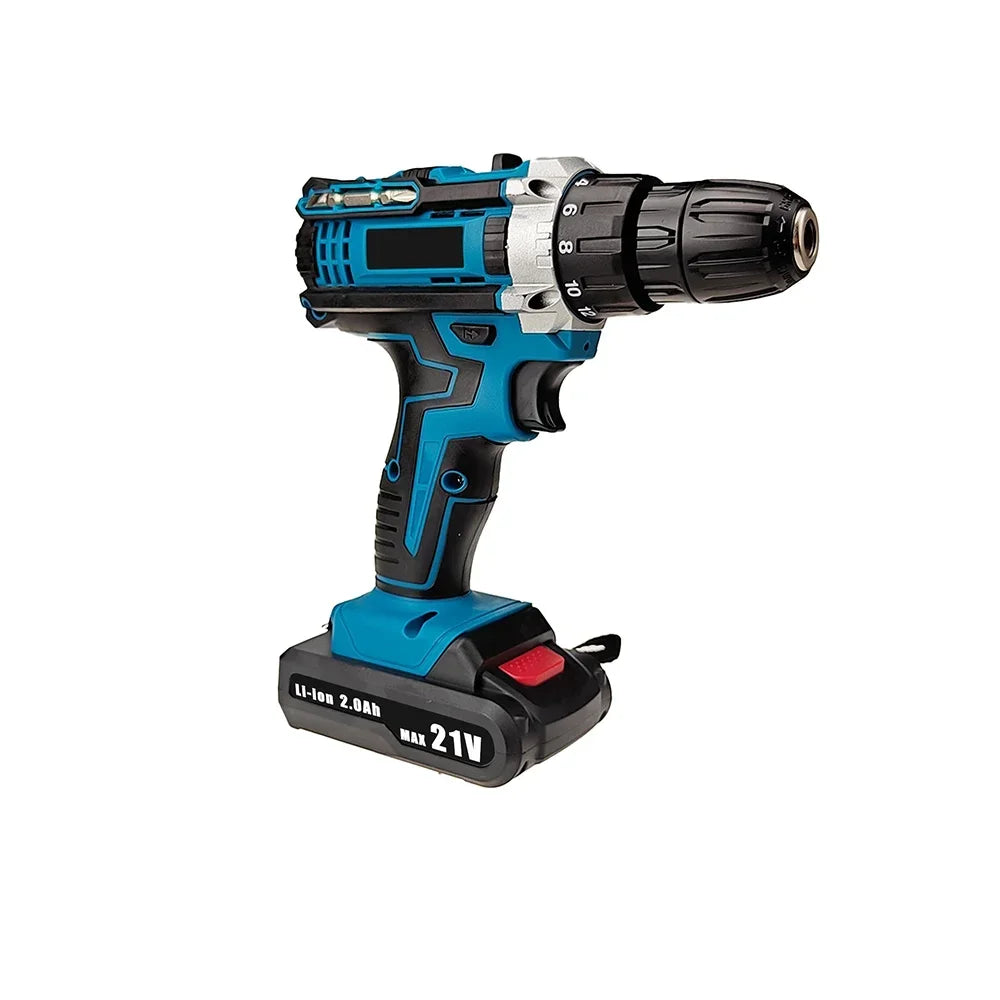 21V Cordless Electric Impact Drill Screwdriver 1600rpm High Speed Drills Rechargeable 32 Torque Household Drill Power DIY Tools