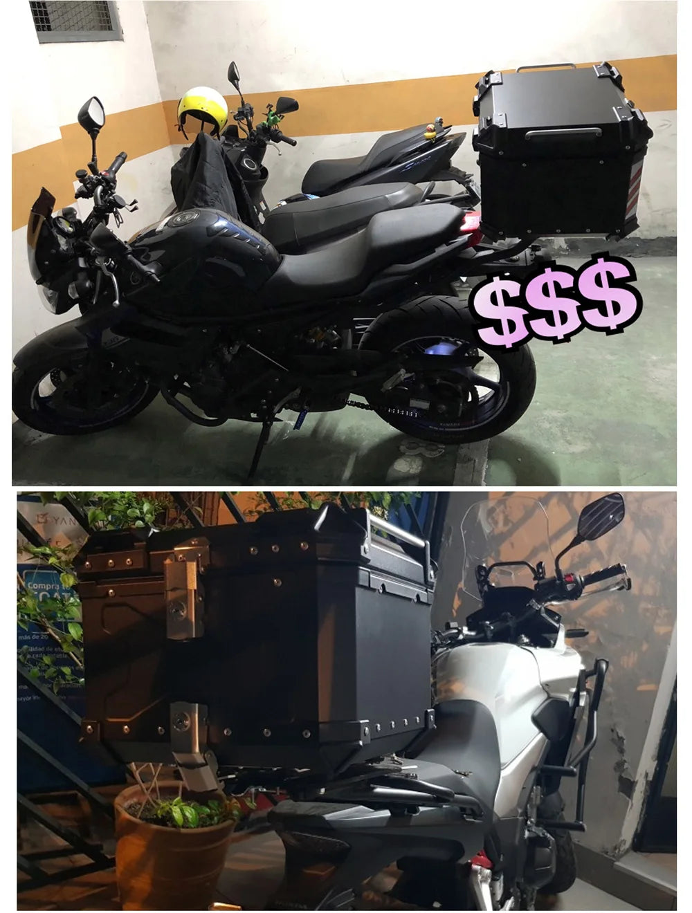 KEMIMOTO 45L/55L/65L Motorcycle Aluminum Case Tail Box Trunk with backrest Universal Top Tail Rear Luggage Tool Storage Box