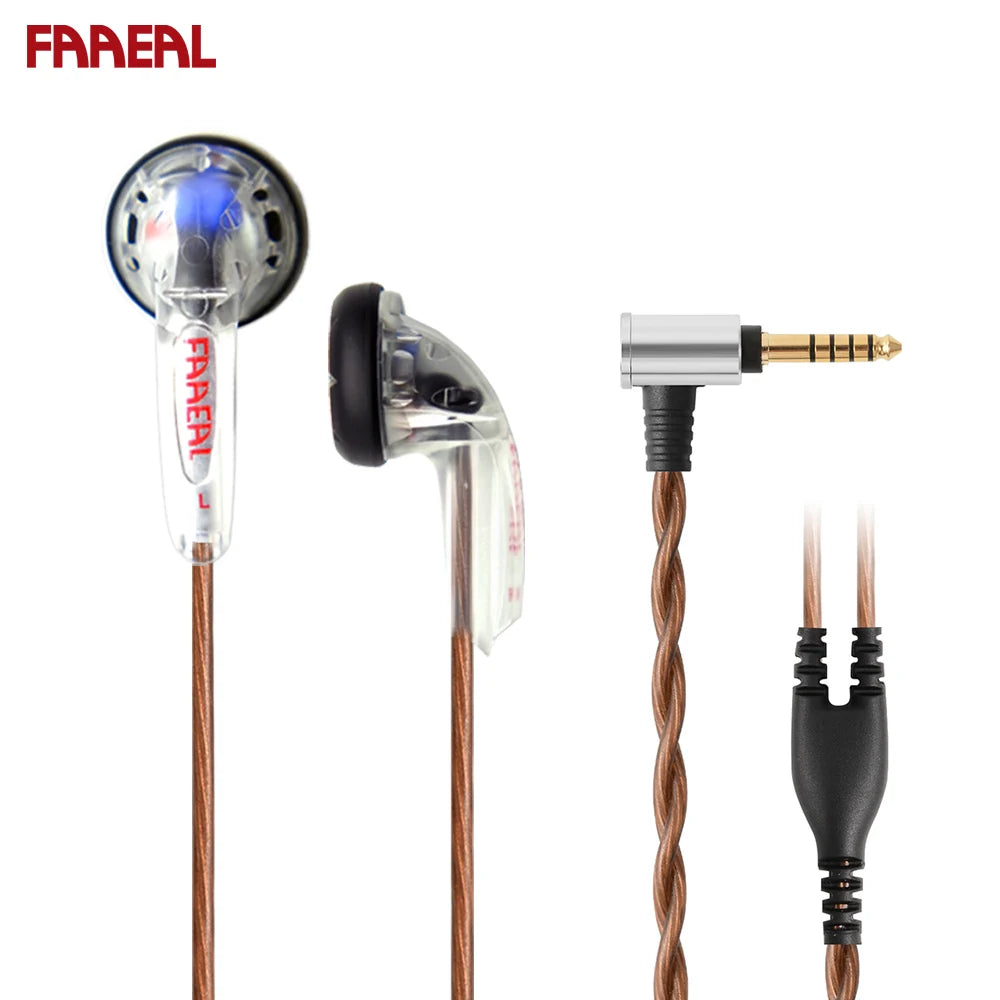 FAAEAL Rosemary Flat Head Earbuds 3.5mm Standard/4.4mm 2.5mm TRRS Balanced Earphones 150ohms HiFi Bass Music Headphones Headsets