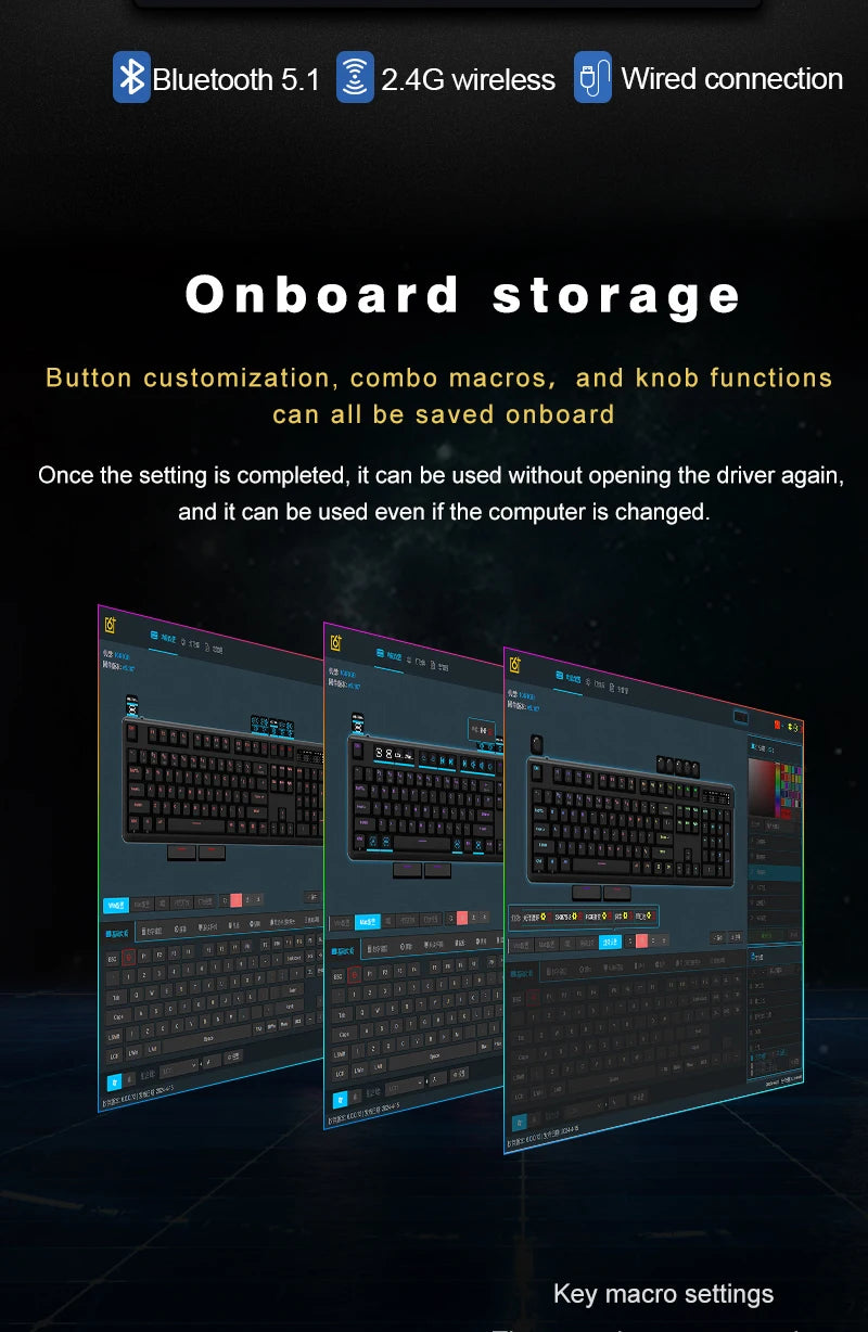 Teclado mecánico inalámbrico SKYLOONG GK104 Pro de tamaño completo con 3 modos, pantalla 2.0, 3 perillas, interruptor silencioso intercambiable en caliente, teclas PBT