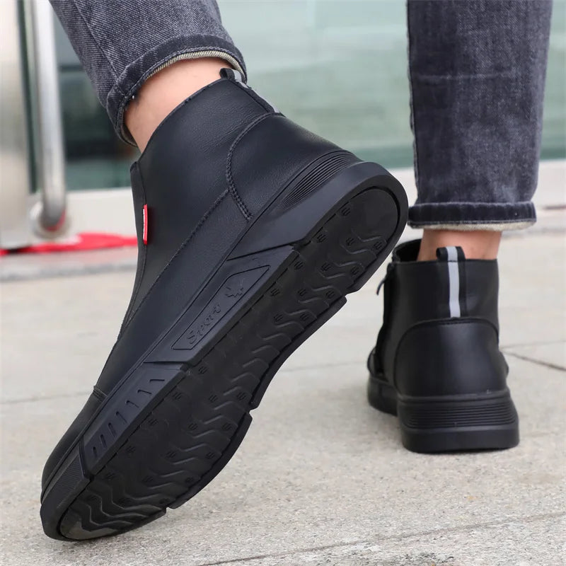 Latest 2023 Waterproof Men Leather Boots Steel Toe Cap Safety Work Shoes Anti Smashing Indestructible Construction Welding Boots