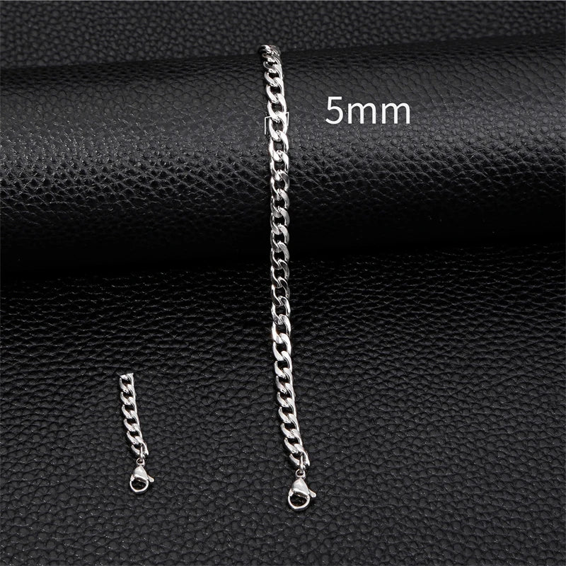 3-11mm Thick Waterproof Chain Bracelet for Men Stainless Steel Cuban Chain Wristband Classic Punk Heavy Men's Jewelry Gift