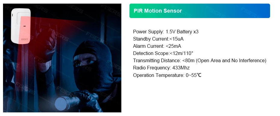 FUERS WIFI GSM Alarm System Wireless Home Burglar Security Alarm System Tuya APP Control Siren Motion Detector PIR Smoke Sensor