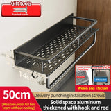 Aluminum Kitchen Rack Kitchen Shelf Toilet Storage No Drill Hanging Rack Bathroom Organizer Hang on the Wall Kitchen