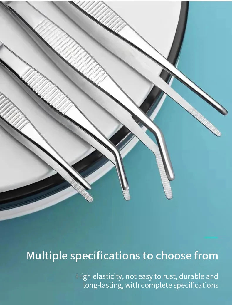 Stainless Multifuctional Steel Elbow Tweezers Aquarium Clip Long Tongs Medical Tweezers Forceps Pet Feeding Tools Non-slip