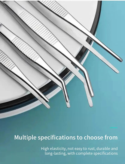 Stainless Multifuctional Steel Elbow Tweezers Aquarium Clip Long Tongs Medical Tweezers Forceps Pet Feeding Tools Non-slip