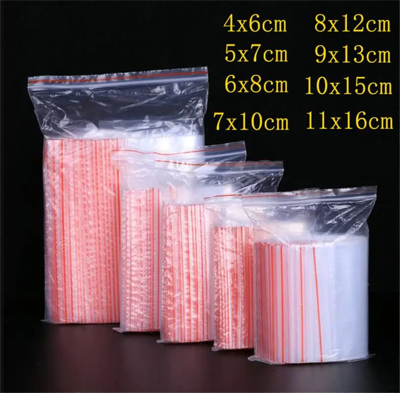 Engrossar Zipper Selado Sacos Saco De Armazenamento De Plástico Transparente para Pequenas Jóias Embalagem De Alimentos Reclável Zíperes Selagem Bolsa Atacado