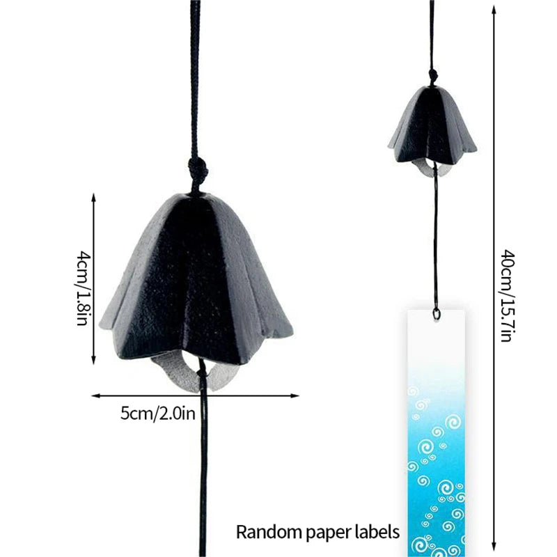 Japanese Wind Chimes Cast Iron Feng Shui Wind Bells Good Luck Hanging Pendant Indoor Outdoor Temple Home Garden Decoration