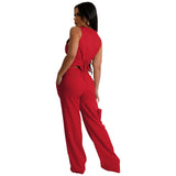 Fashion Sleeveless Vest Pants Women's Solid Color Suit Spring Summer V-Neck Ultra Short Top + Slim Pants Female Office 2 Piece Set