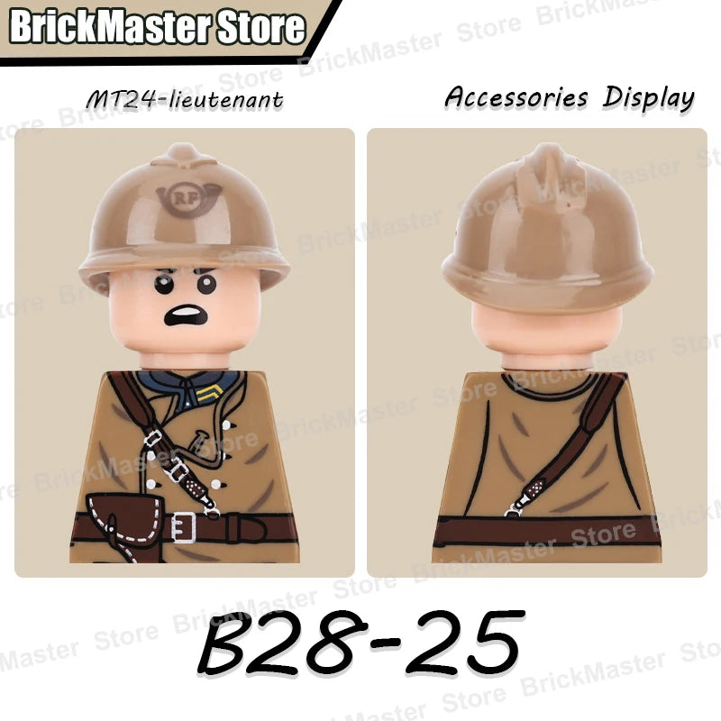 WW2 French Soldier Figure Building Blocks Military War Weapon Medical Officer Army Infantry Warrior Cavalry Gun Bricks Toy Gifts