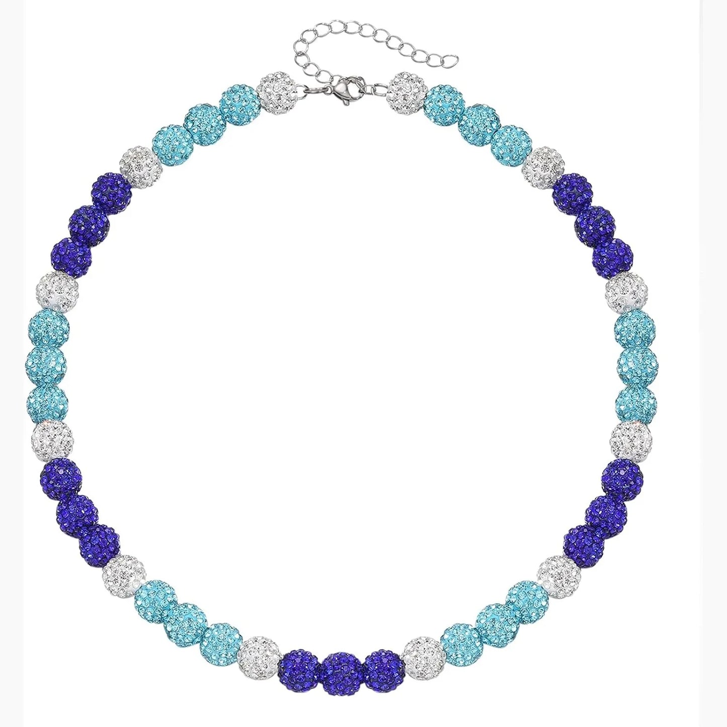 Collar de cadena de cuentas de béisbol para hombre, colección Shiny Ice, collar de béisbol, regalo para niños, amantes de los equipos de béisbol, 45 cm 