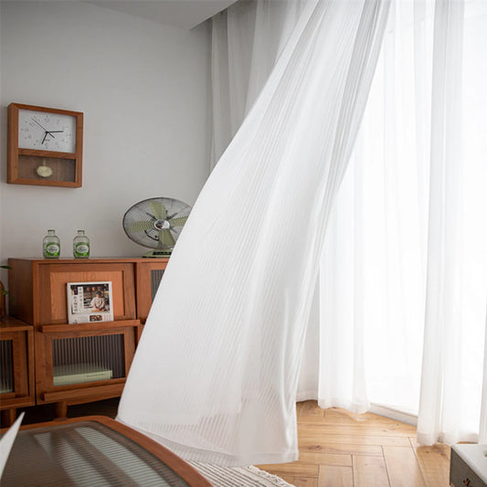 Vertical Louvered Chiffon Transparent Curtains High-quality Sun Shading White Chiffon Suitable for Living Rooms and Bedroom 1PC