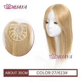 Aplique de cabelo Topper HUAYA volume e franja natural com 3 clipes cabelo liso sintético